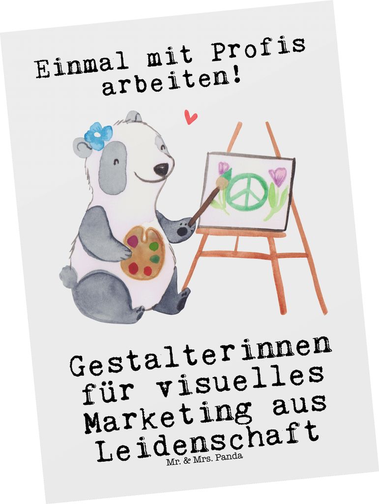 Mr. & Mrs. Panda Postkarte Gestalterinnen für visuelles Marketing Leidenschaft - Weiß - Geschenk, Postkarten, Ansichtskarten, Ansichtskarte, einz...