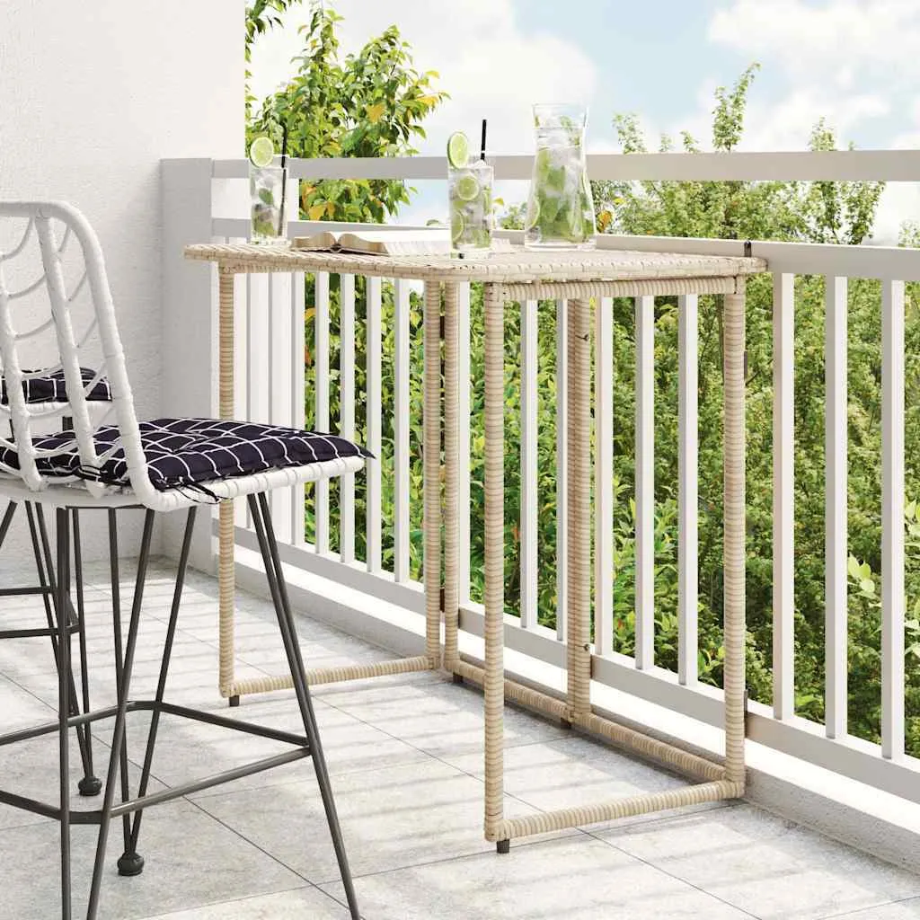 Tavolo Pieghevole Octo9537166 Beige Rattan per Relax in Giardino