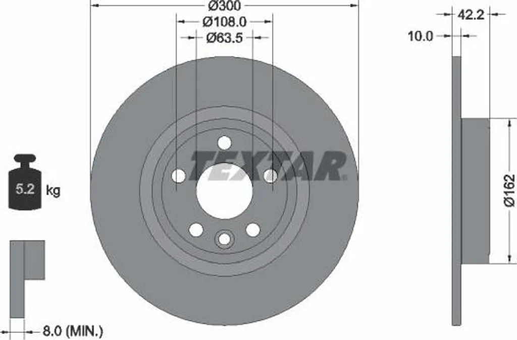 TEXTAR 92293803 Disque de frein OE LR061388 pour Land Rover Discovery