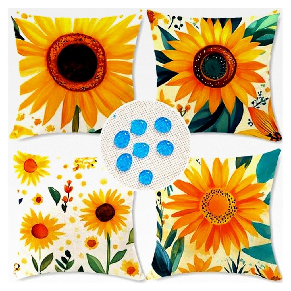 Deko Kissenbezug 45x45 cm 4er Set Wetterfest Leinen für Garten und Balkon