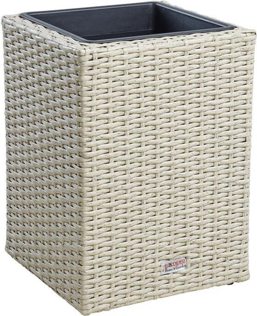 Polyrattan Blumenkübel Pflanzkübel 40 cm Rattan Blumentopf Übertopf Topf Beige