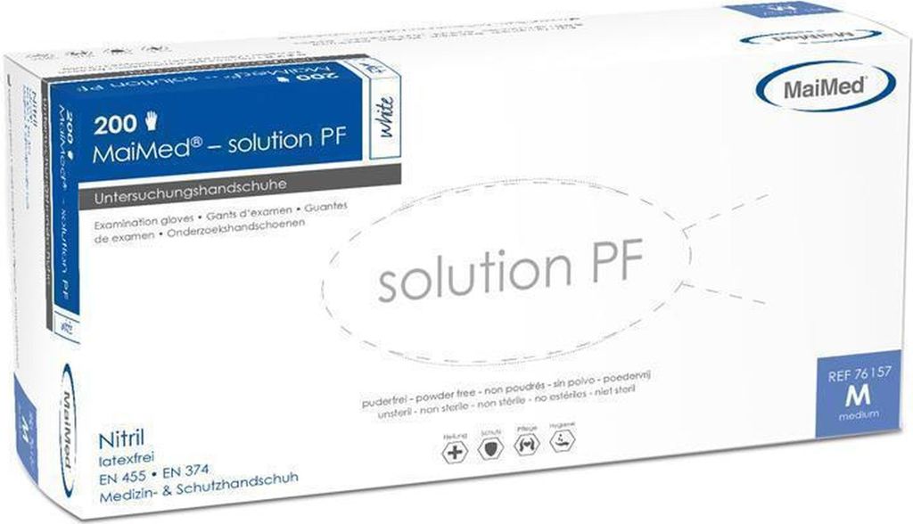 MaiMed solution SF | 2000 Nitrilhandschuhe | weiß | Gr. XS | Einweghandschuhe