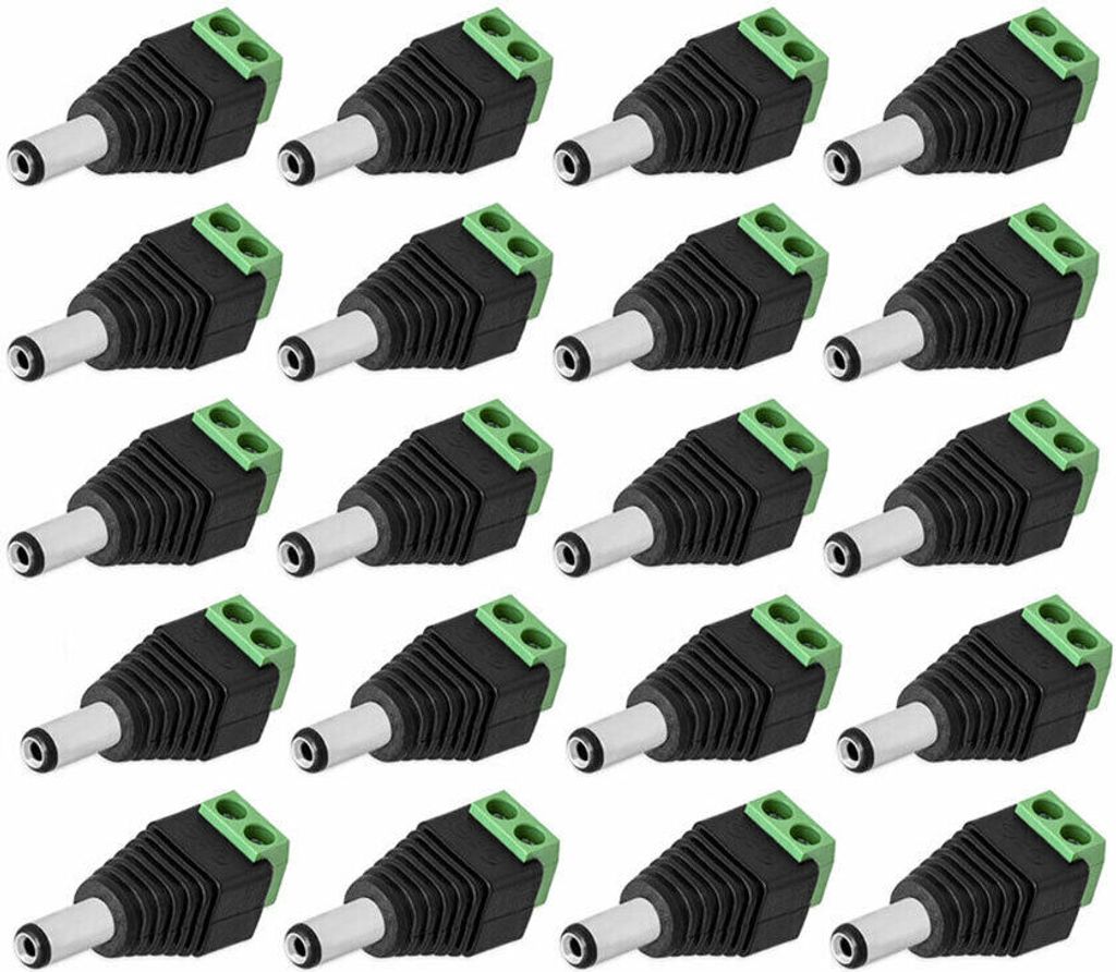 20x DC Stecker Hohlstecker 2,1 mm x 5,5 mm Adapter Terminal Block Netzteil Schraubbar