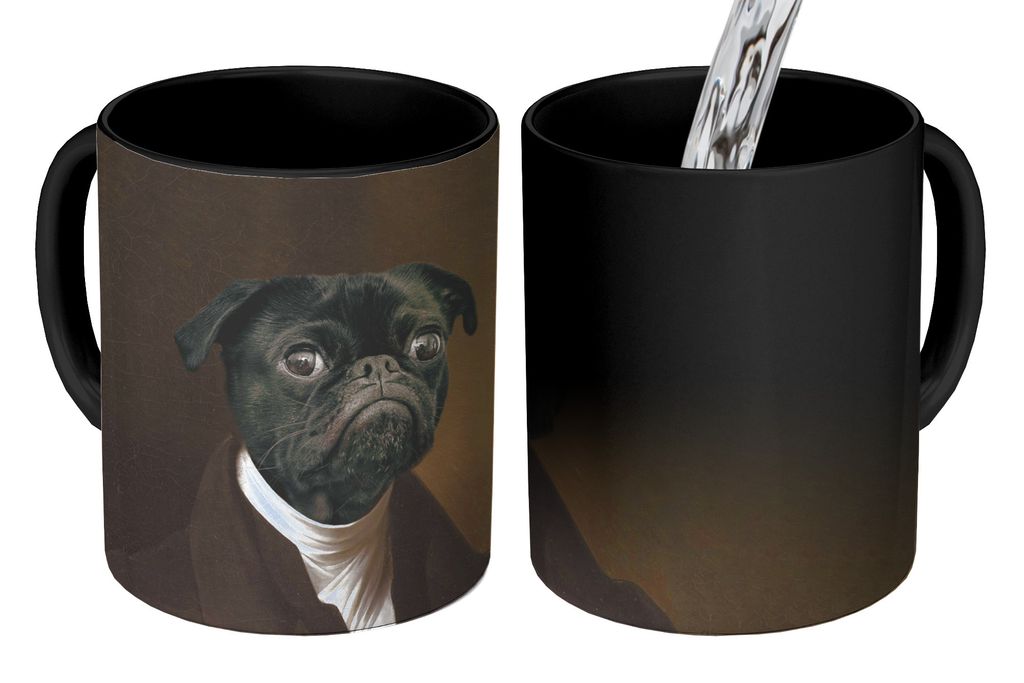 KitchenYeah Zauber Tasse Zaubertasse Magic Mops - Kunst - Tierkopf 350 ml Farbwechsel Becher Geschenk Geschenkidee - Magic-Tasse - Fototasse - Ke...