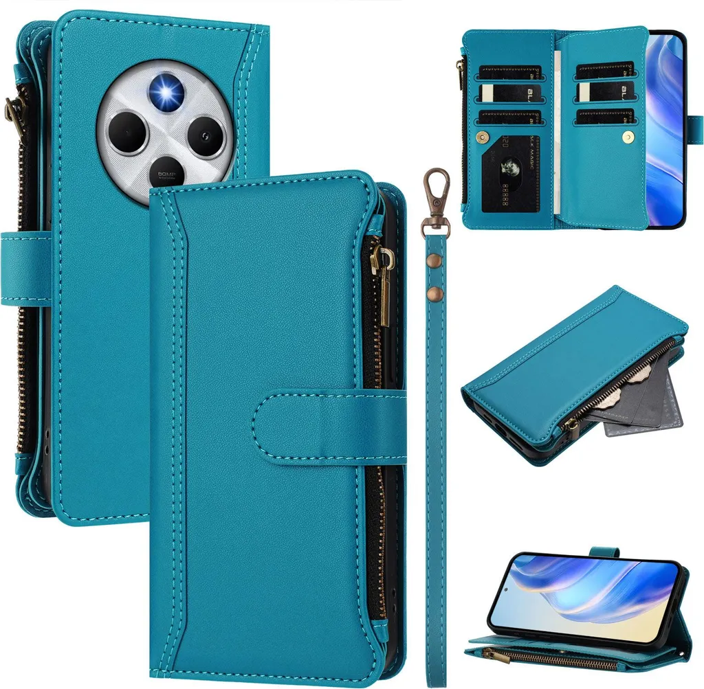 Cover Portafoglio Xiaomi Redmi A4 con Tasche Carte e Supporto Blu