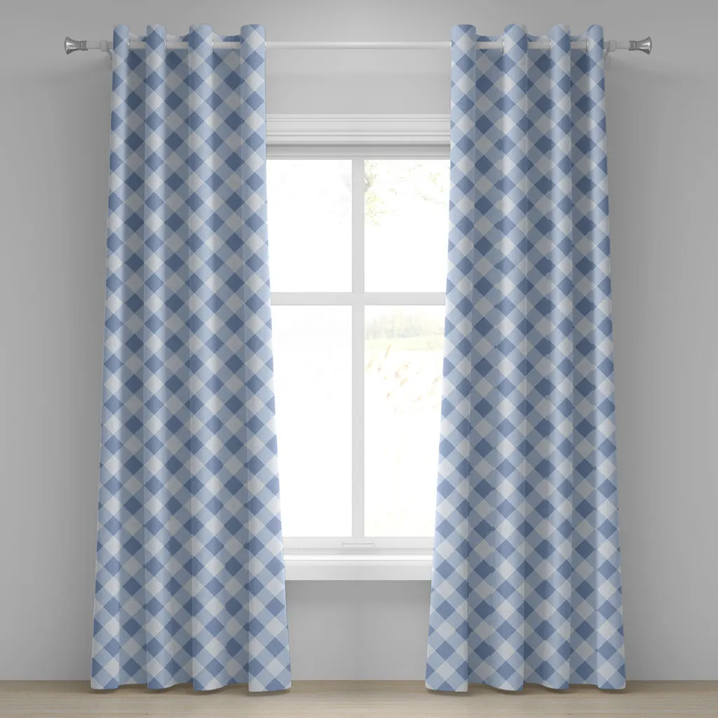 Rideau à œillets géométrique ABAKUHAUS motif losange bleu ciel 280x175cm