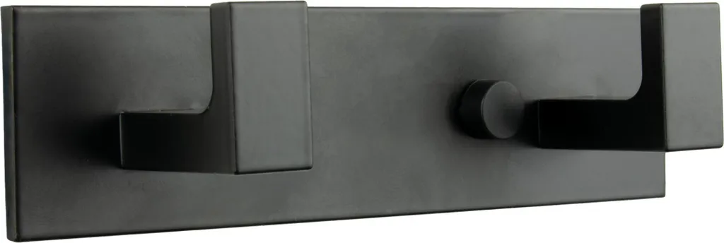 Appendiabiti Parete Metallo Nero 2 Ganci - Design Moderno Corridoio Bagno