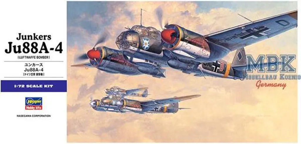 Junkers Ju88A-4 Maquette Ajustement Parfait sans Mastic Hasegawa 1/72