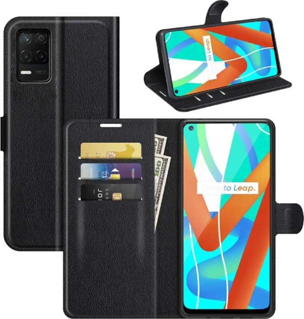 Cover a Libro Realme 8 5G Narzo 30 5G - Elegante Portafoglio Nero