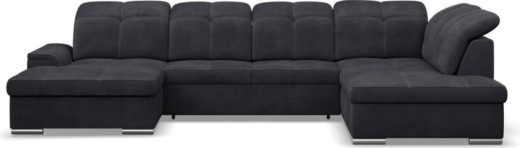 Ecksofa Lord - Version Medium, 344 x 215 x 104, RECHTS, Dunkelgrau, Schlaffunktion: Delfin-Mechanismus, Bettkasten: klappbare Liege