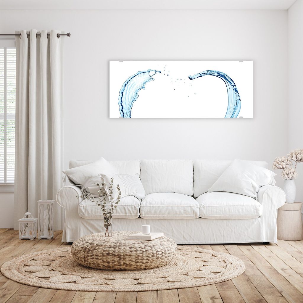 Glasbild Wandbild Herz aus Wasser 150x60cm in XXL für Wohnzimmer, Schlafzimmer, Badezimmer, Flur