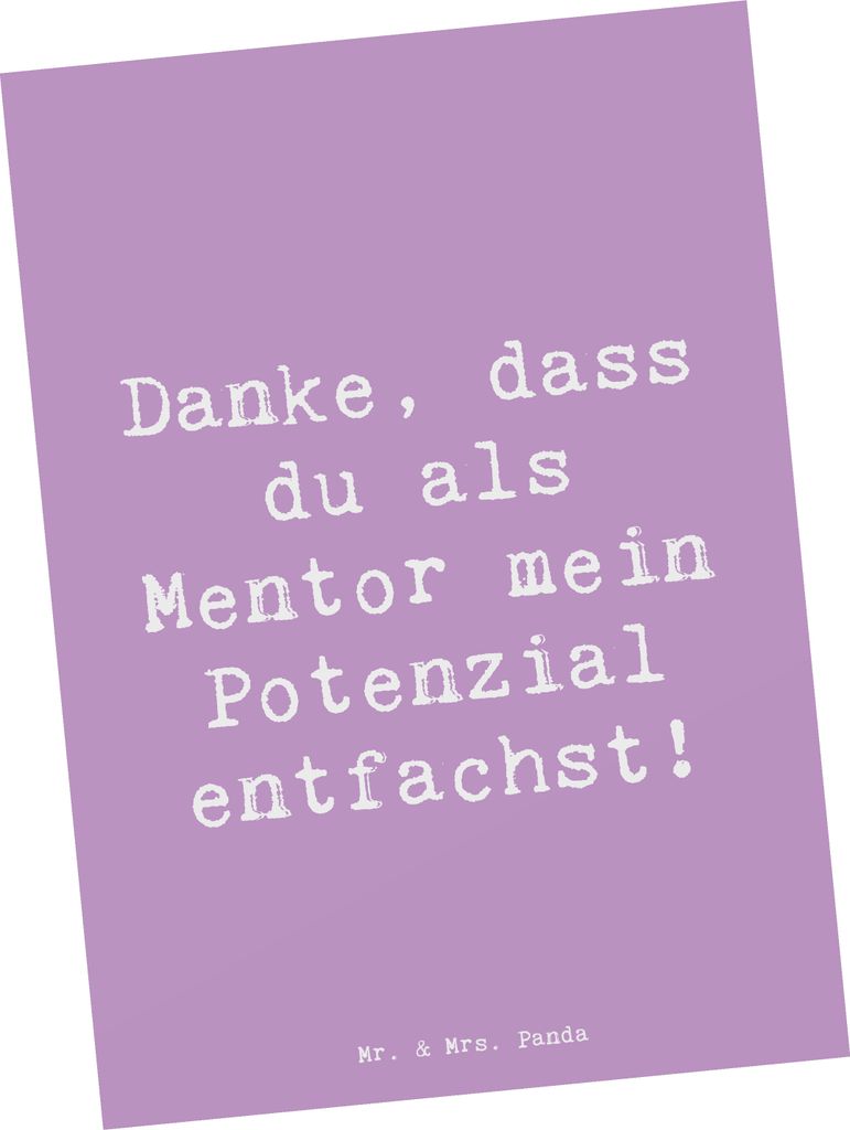 Mr. & Mrs. Panda Postkarte Spruch Mentor Potenzial - Lavendeltraum - Geschenk, Mentorinnen und Mentoren, Aufmerksamkeit, Weisheit, Ansichtskarte, W...
