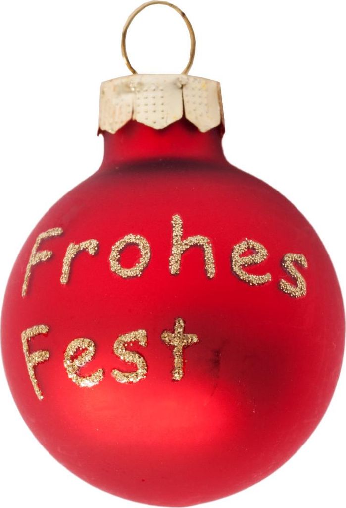 Kugel 3cm rot Frohes Fest gold matt FV