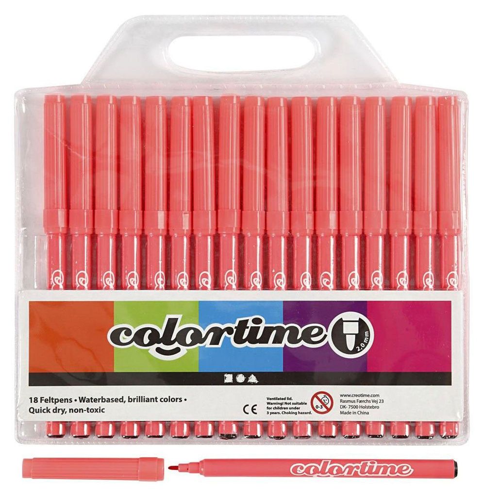 Colortime Filzstifte, Strichstärke: 2 mm, Pink, 18Stck.