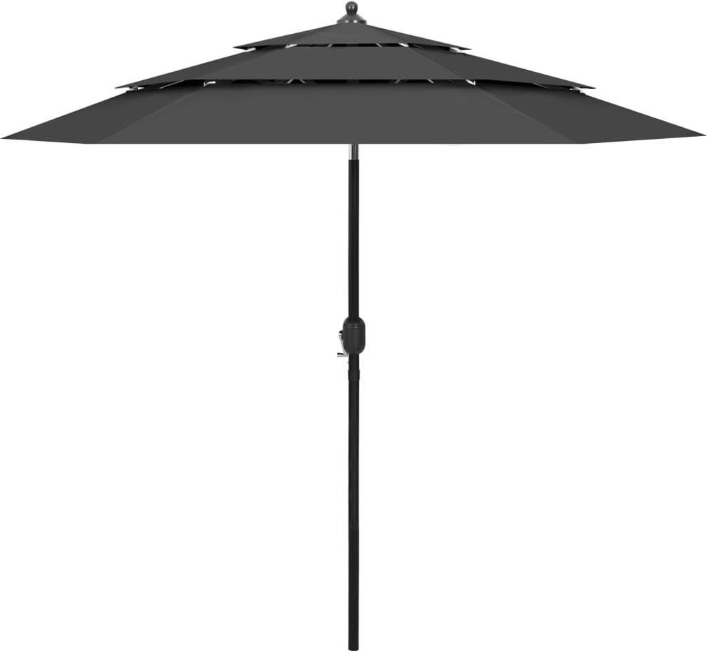 Sonnenschirm mit Aluminium-Mast 3-lagig Anthrazit 2,5 m