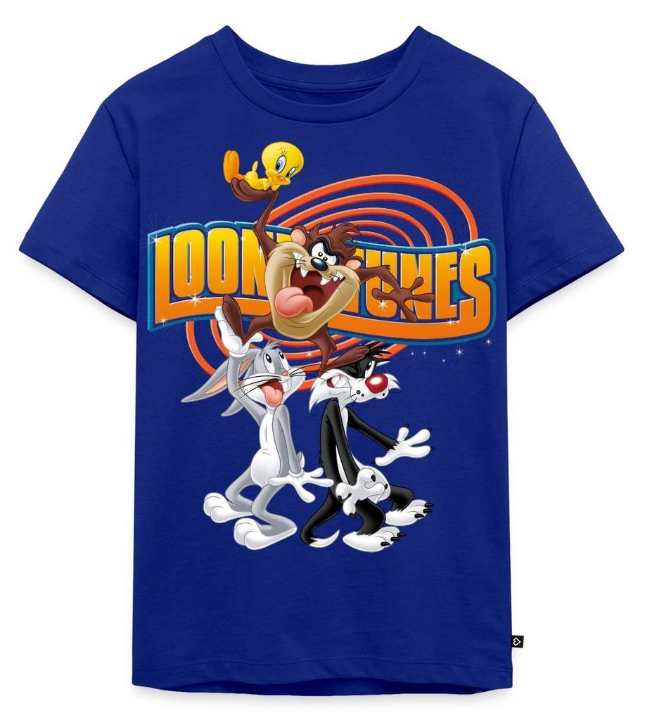Spreadshirt Looney Tunes Bugs Bunny, Taz, Sylvester & Tweety Kinder Premium T-Shirt, 134/140 (8 Jahre), Royalblau