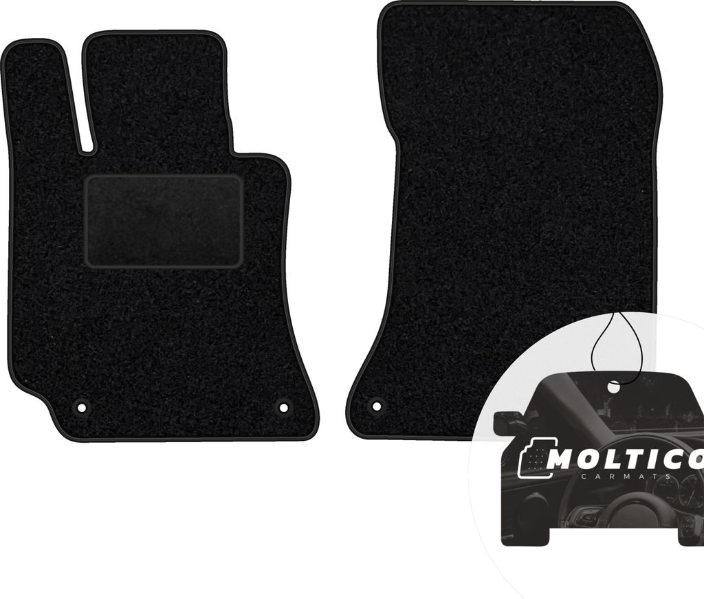 moto-MOLTICO Vorne Fußmatten Auto Velours Autoteppiche Schwarz Automatten Set 2-teilig passend für Mercedes-Benz E-Klasse W212 4-matic 2009-2016