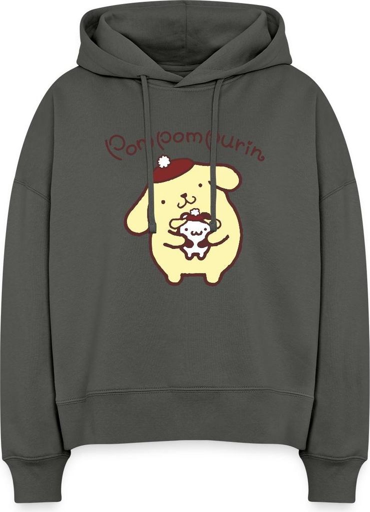 Spreadshirt Pompompurin & Muffin Verkleidet Frauen Boxy Organic Hoodie, XXL, Anthrazit