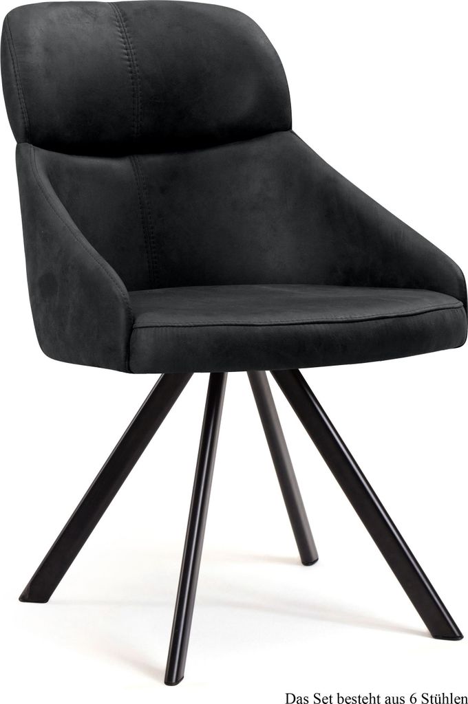 Esszimmerstuhl (6er-Set) Denni 52x82x63 Schwarz/Anthrazit