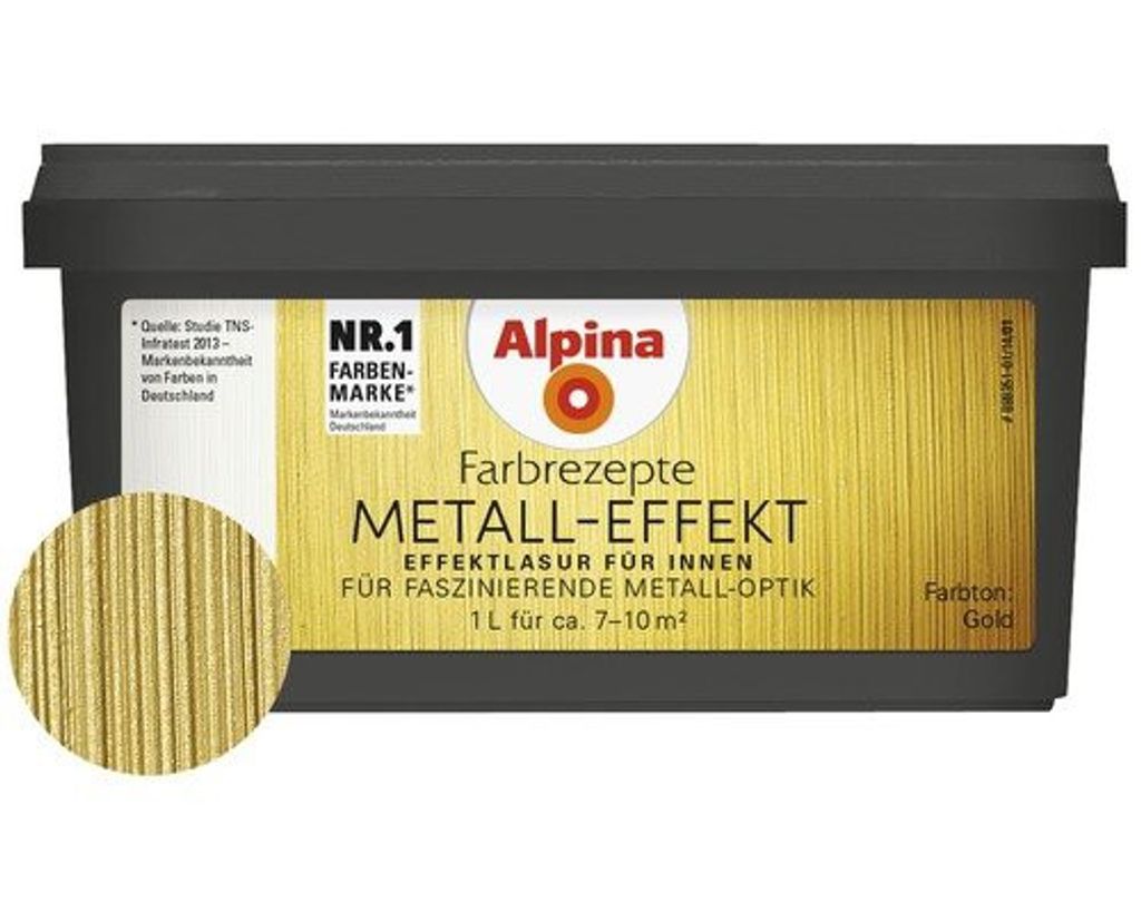 Alpina Farbrezepte METALL-EFFEKT Gold 1 Liter Produktbild 