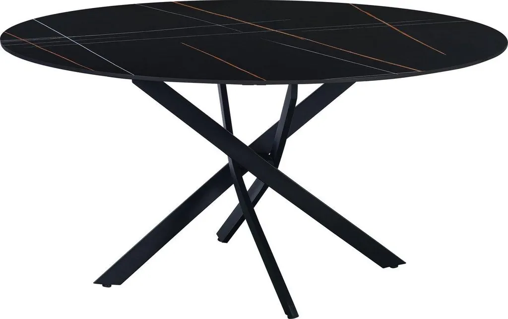 Table à manger ronde effet marbre blanc Bolt Edge pour 6 personnes 150cm