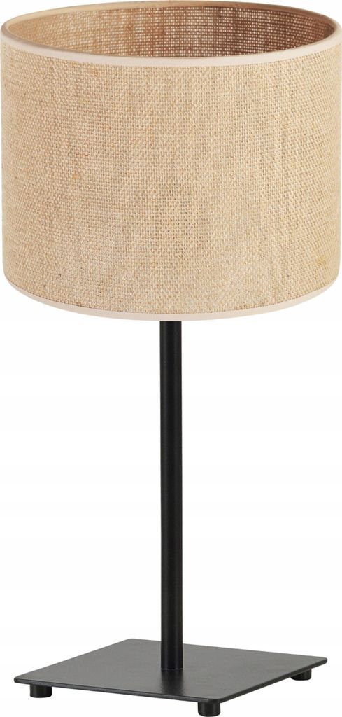 Light-Home Juta Lampenschirm Tischlampe Modern - Nachttischlampe - Tischleuchte E27 - 1-Flammig GIA - Schwarz Basis und Jute