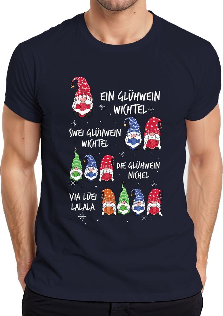 Glühwein Wichtel Gnome Elf Lustig - Weihnachten Weihnachtsgeschenk Christmas Herren T-Shirt, Navy, XL