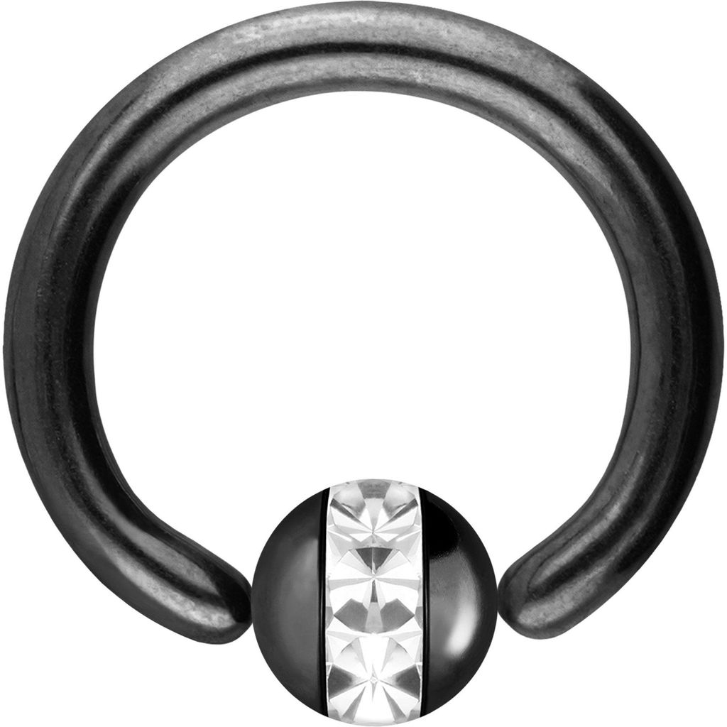 Intim-Piercing, Septum Piercing Chirurgenstahl Klemmkugelring EPOXY-RING-KUGEL Schwarz Innendurchmesser: 6mm | Kugelgröße: 3mm