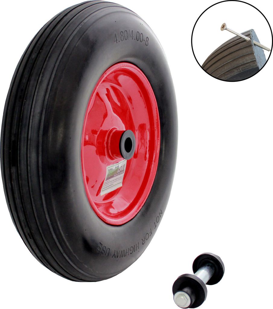 Schubkarrenrad Ersatzrad Vollgummi 4.80/4.00-8 mit Achse Produktbild 4