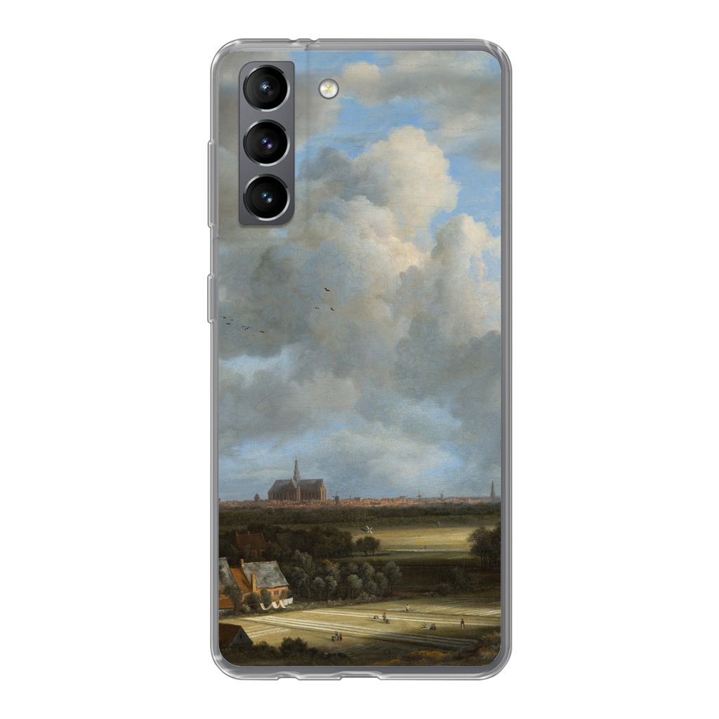 MuchoWow Handyhülle Schutzhülle Hülle für Samsung Galaxy S21 Ansicht von Haarlem mit Tribüne - Gemälde von Jacob van Ruisdael Silikon Softc...