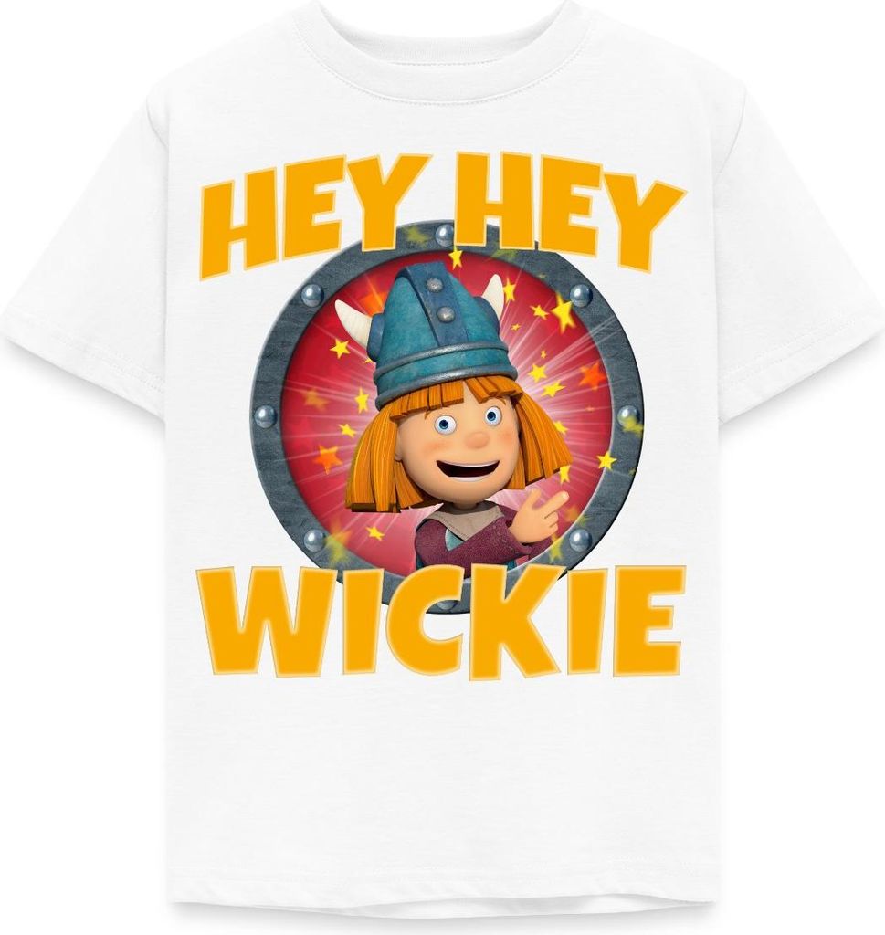 Spreadshirt Wickie Und Die Starken Männer Hey Hey Wickie Lied Kinder T-Shirt, 122/128 (7-8 Jahre), Weiß