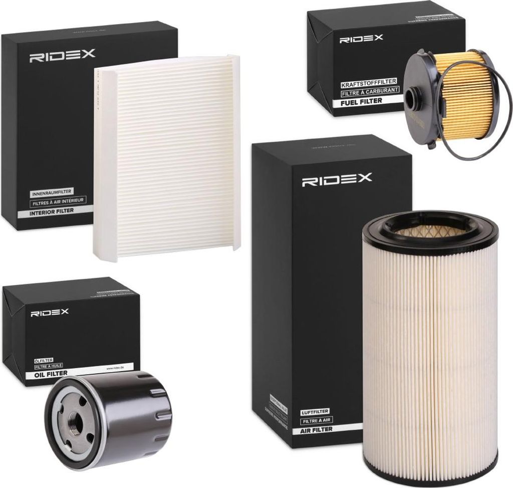 RIDEX Filterset Inspektionspaket Filtersatz passend für PEUGEOT PARTNER Combispace (5F) PARTNER Kasten (5) PARTNER Pritsche/Fahrgestell für CITROËN