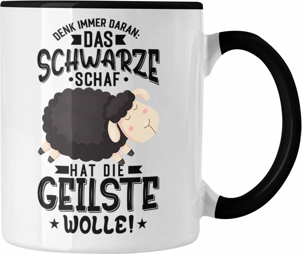 Trendation - Schwarzes Schaaf Tasse Beste Wolle Geschenkidee Lustiger Spruch Kollegin Arbeit Büro (Schwarz)