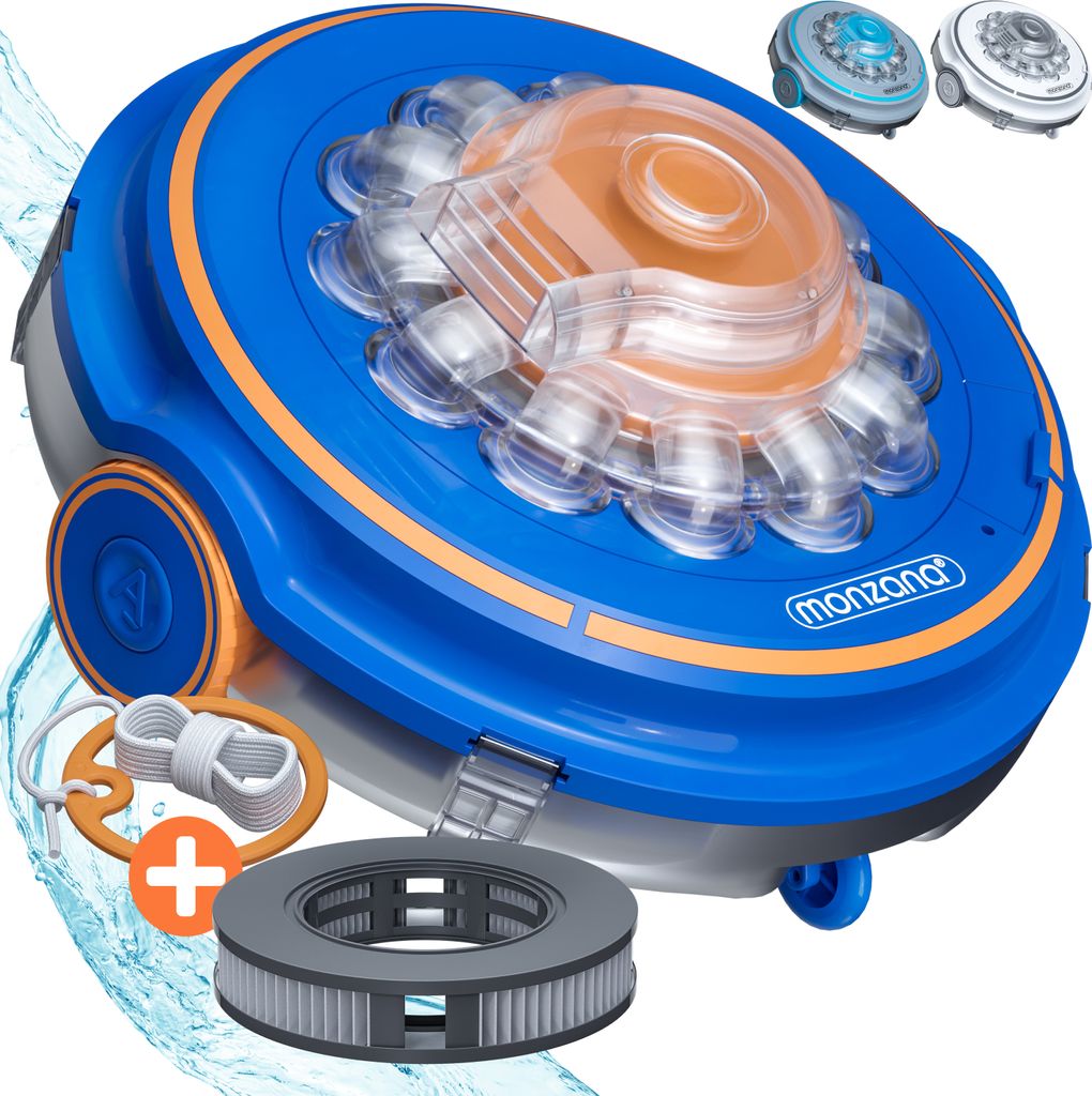 MONZANA Poolroboter Poolboy600 Kabellos Vollautomatisch 80 Min Akku 5200mAh Li-Ion 80m² Pool Bodensauger Poolreiniger Poolsauger Royalblau