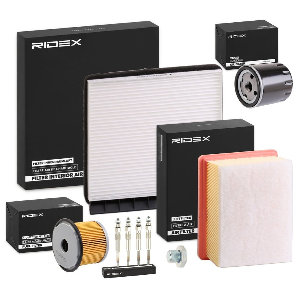 RIDEX Inspektionspaket Filterset passend für PEUGEOT PARTNER Combispace (5F) PARTNER Kasten (5) für CITROËN Berlingo / Berlingo First (MF, GJK, ...