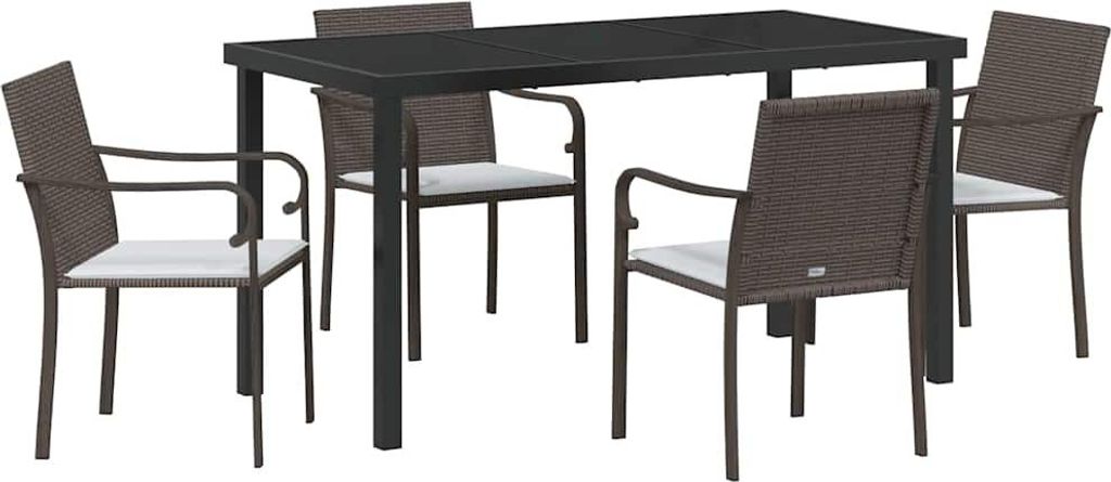 vidaXL Garten Essgruppe 5 pcs Braun und Schwarz PE-Rattan