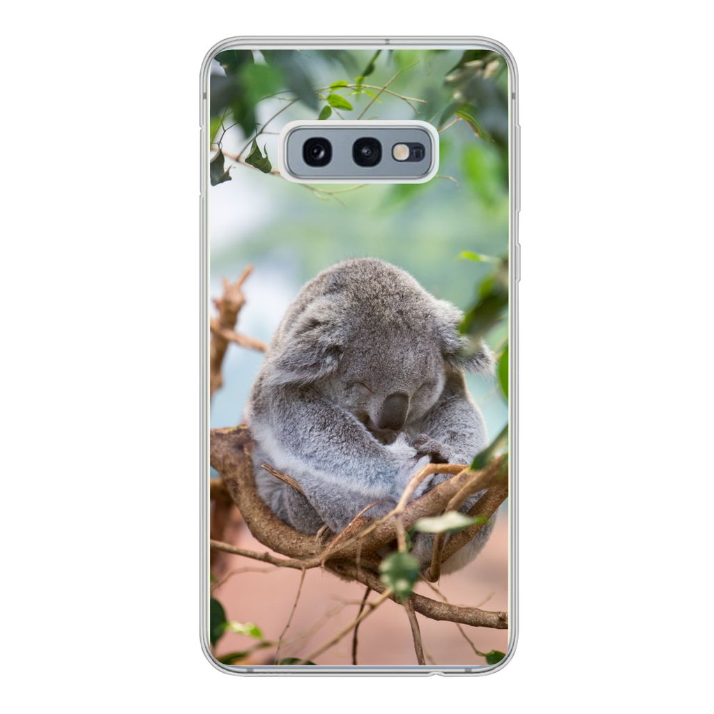 MuchoWow Handyhülle Schutzhülle Hülle für Samsung Galaxy S10e Koala - Äste - Schlaf - Kinder - Jungen - Mädchen Silikon Softcase Handy Hül...