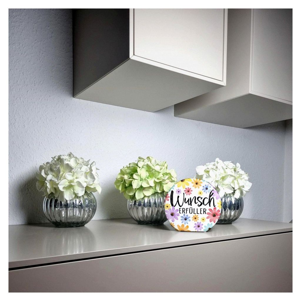 Bunte Blumen-Spardose mit Spruch Wunscherfüller