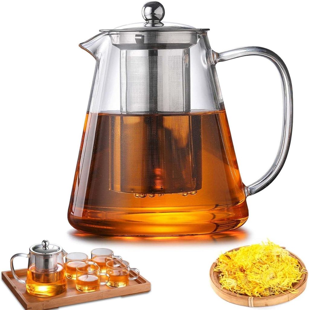 Teekanne, Glas Teebereiter mit Edelstahlsieb, Produktbild 