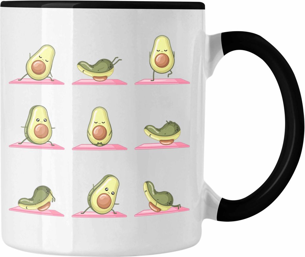 Trendation - Avocado Yoga Pose Tasse Geschenk Gym Workout Niedlich Gym Exercise (Schwarz)