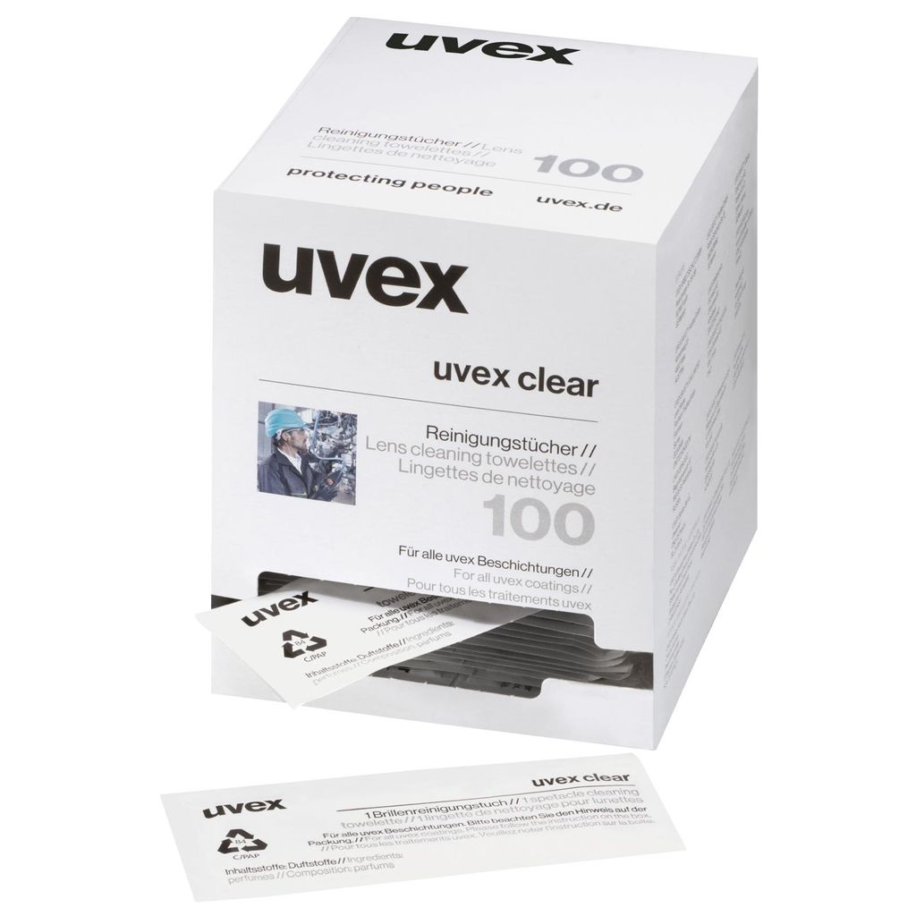 uvex Feuchtreinigungstücher für Brillen 100 Stück, einzeln Produktbild 