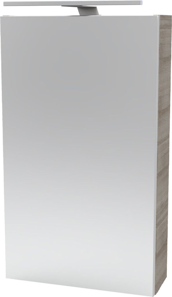 Fackelmann A-VERO Spiegelschrank mit LED-Beleuchtung Alibertschrank für Bad und Gäste-WC (40 x 68 x 15,3 cm) SBC Badschrank mit Spiegel in Holz G...