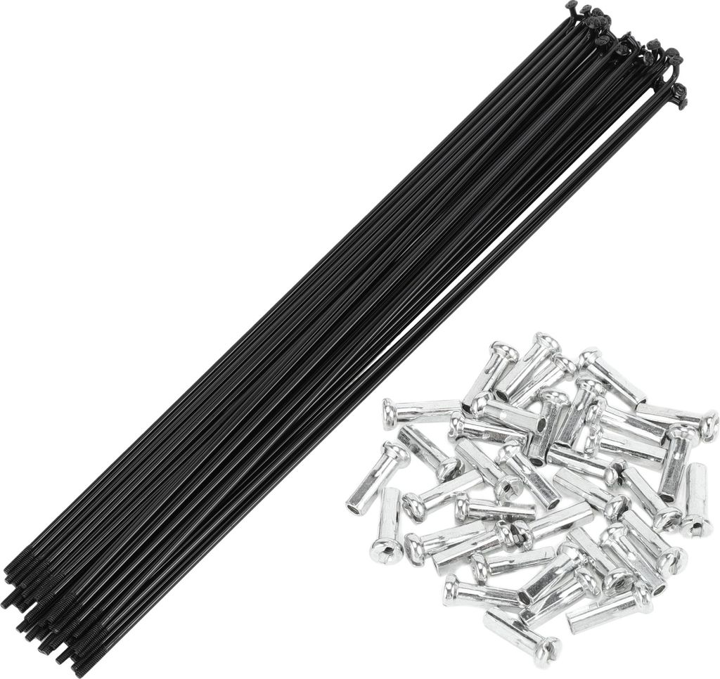 Universal-Fahrradspeichen, Fahrrad-Radspeichen, 14G, 280 mm Länge, Kohlenstoffstahl, Schwarz, 1 Set