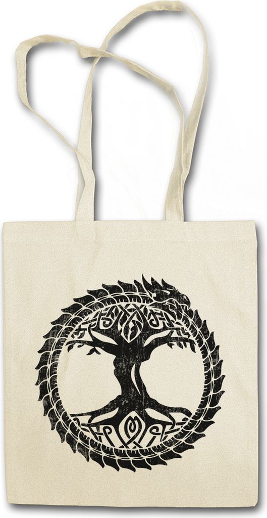 Urban Backwoods Ouroboros Yggdrasil, Stofftasche, Farbe: Beige