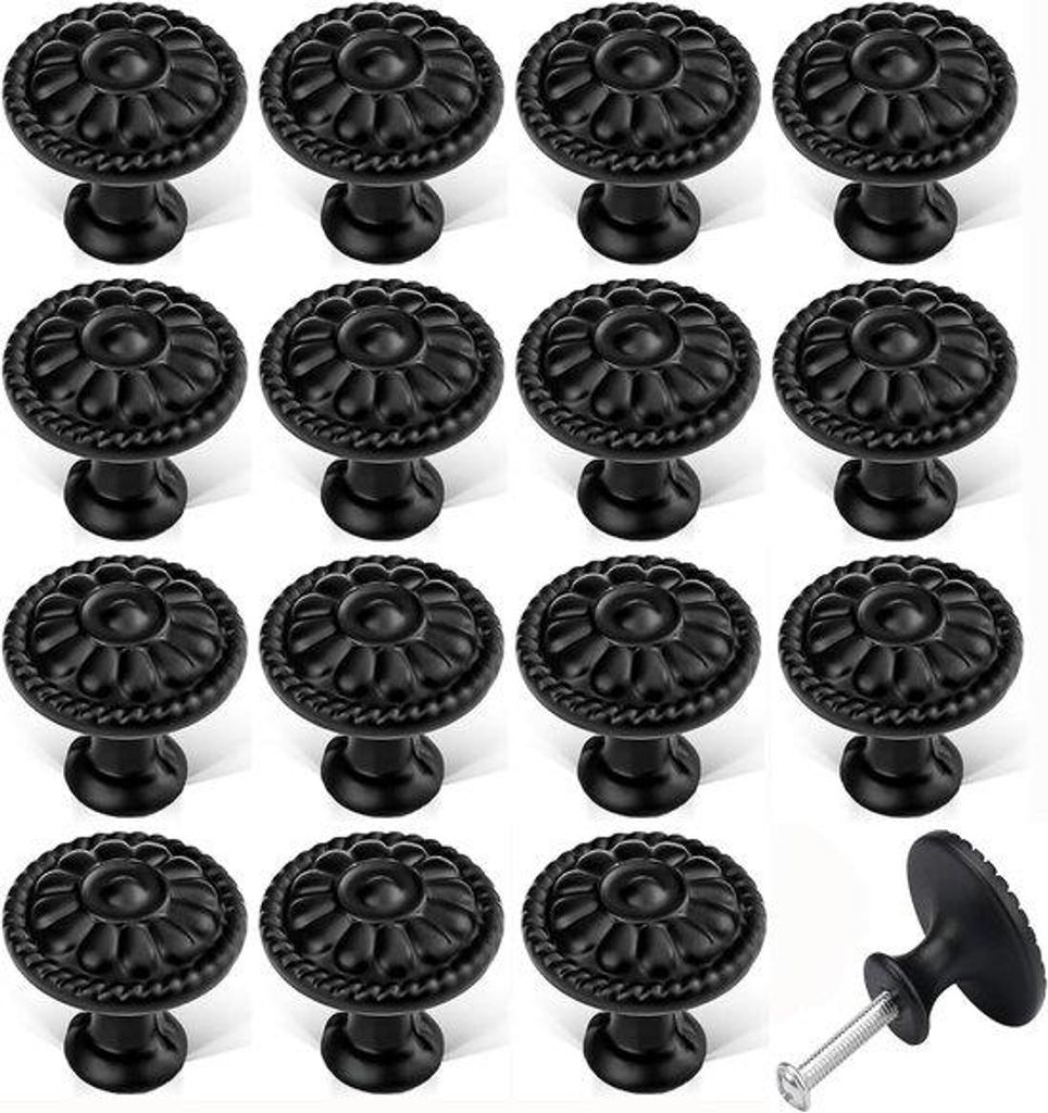 Runde Ladegrepen - 30 mm Blumenmuster - Paddelstoel-Form - Vintage - 20 Stück
