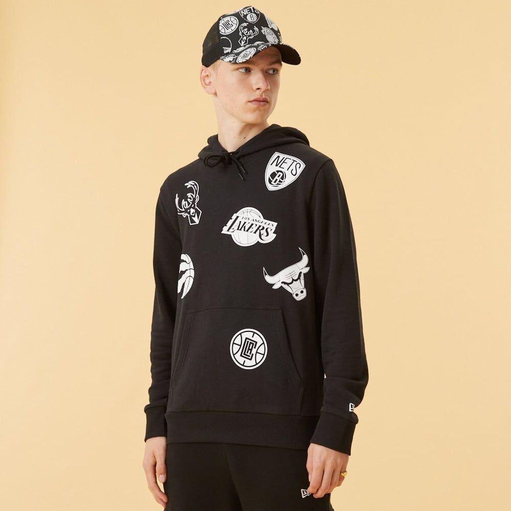New Era NBA Multi-Team-Logo-Hoodie NBAMUL BLK, Größe L