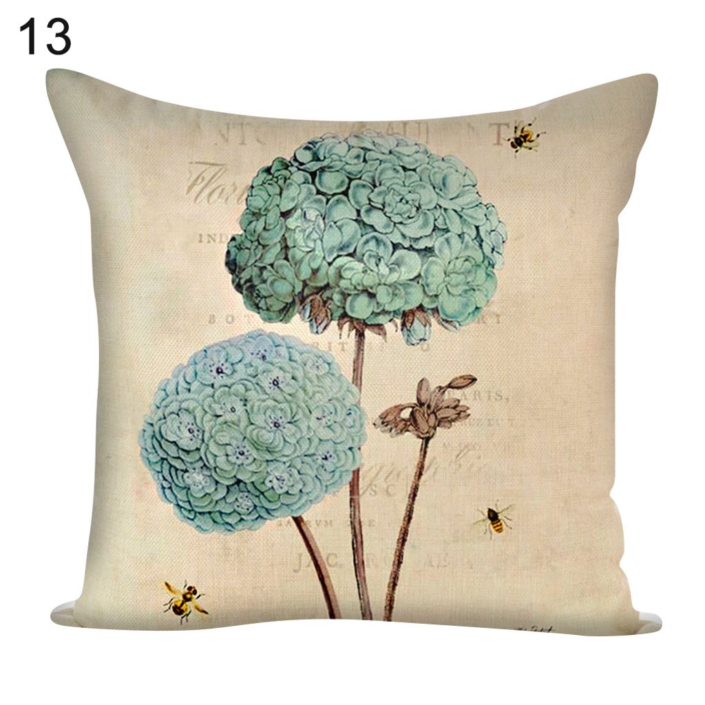 45x45cm Art Flower Leinen Wurf Kissen Kissenbezirk Home Car Sofa Nachbildung Nachbildung-13#