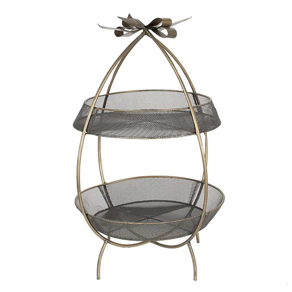 Alzatina Matrimonio Etagere Oro Clayre & Eef Ø34x51cm Ferro Battuto