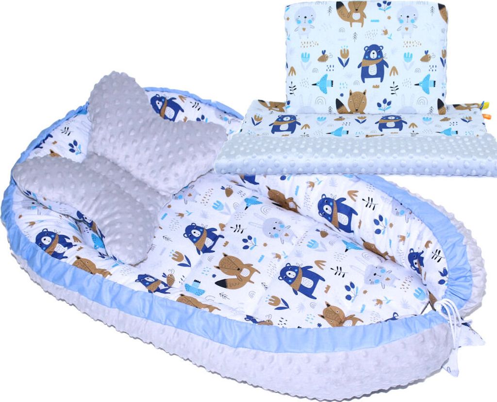 Baby MINKY Nestchen Kokon Kuschelnest Reisebett 2-seitig Kissen Decke Schmetterlingkissen - 4T- 6