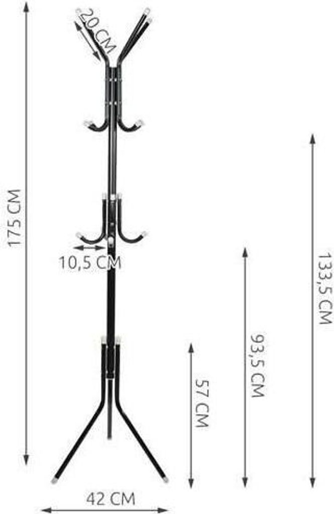 Kleiderbügel, 12 Haken, schwarz und weiß, 175 cm, Isotrade Produktbild 6